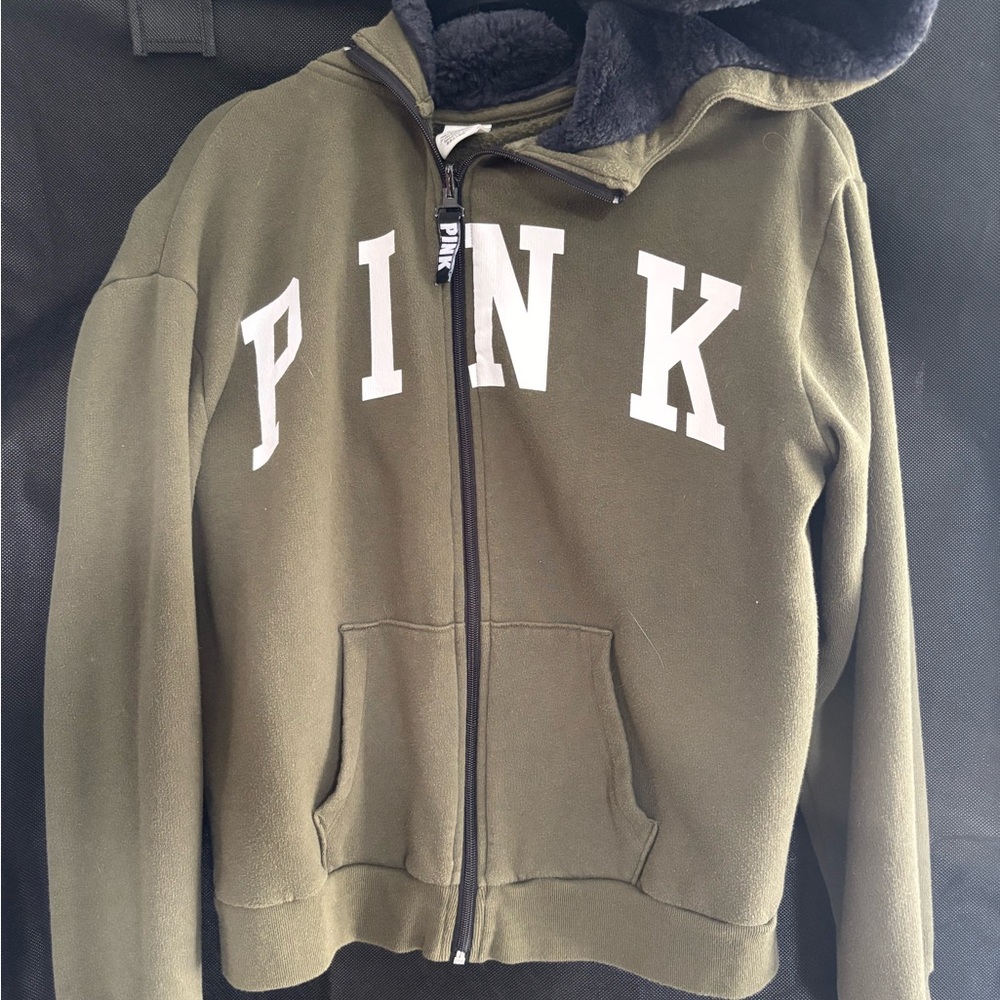 PINK Victoria's Secret Olive Zip-Up Jacket